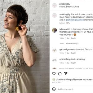 Smoking lily rotator dress in natural with large peony pattern in 2XL